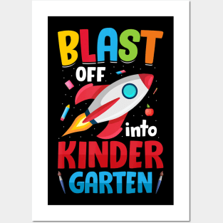 Blast Off Into Kindergarten First Day of School Kids Posters and Art